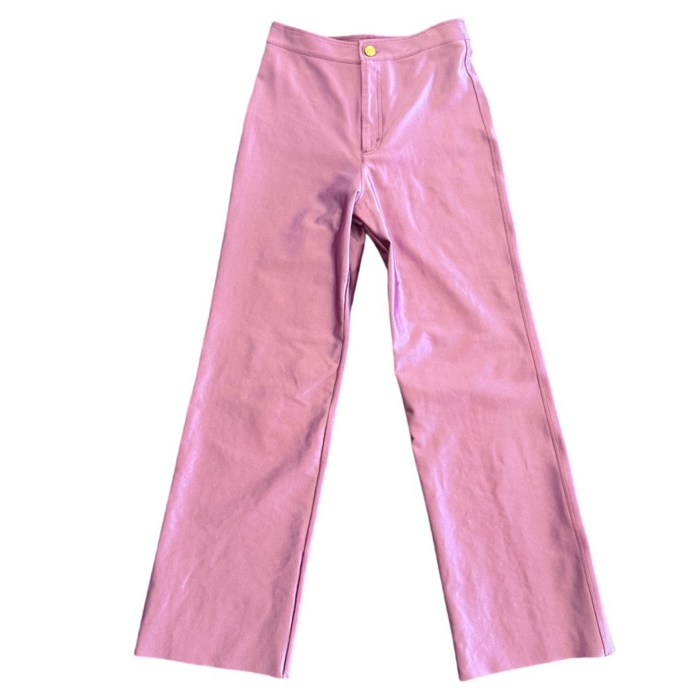 Rezek Studio Hustle Disco Pants Metallic Pink Blush High Waisted Sz Small